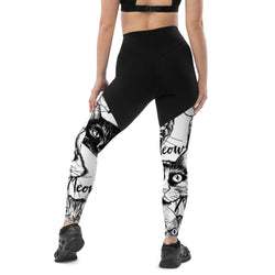 Meow Kitty Compression Leggings W/Pocket