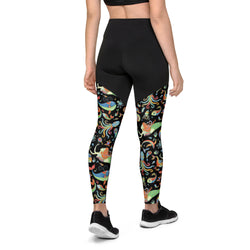 SHE REBEL - Sporty Compression Leggings in Funky Mermaids with Pocket