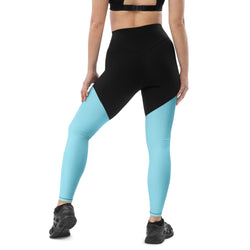 Sporty Compression Fit Leggings in Blizzard Blue with Pocket