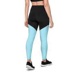 Sporty Compression Fit Leggings in Blizzard Blue with Pocket