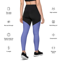 SHE REBEL - Sporty Compression Fit Legging in Deep Lavender with Pocket