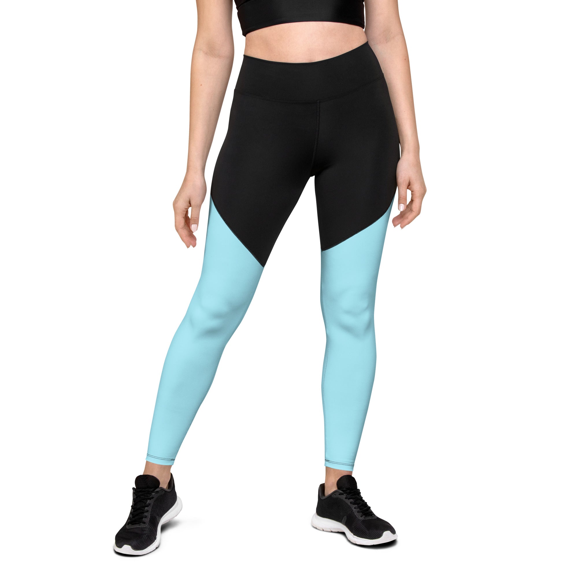 Sporty Compression Fit Leggings in Blizzard Blue with Pocket