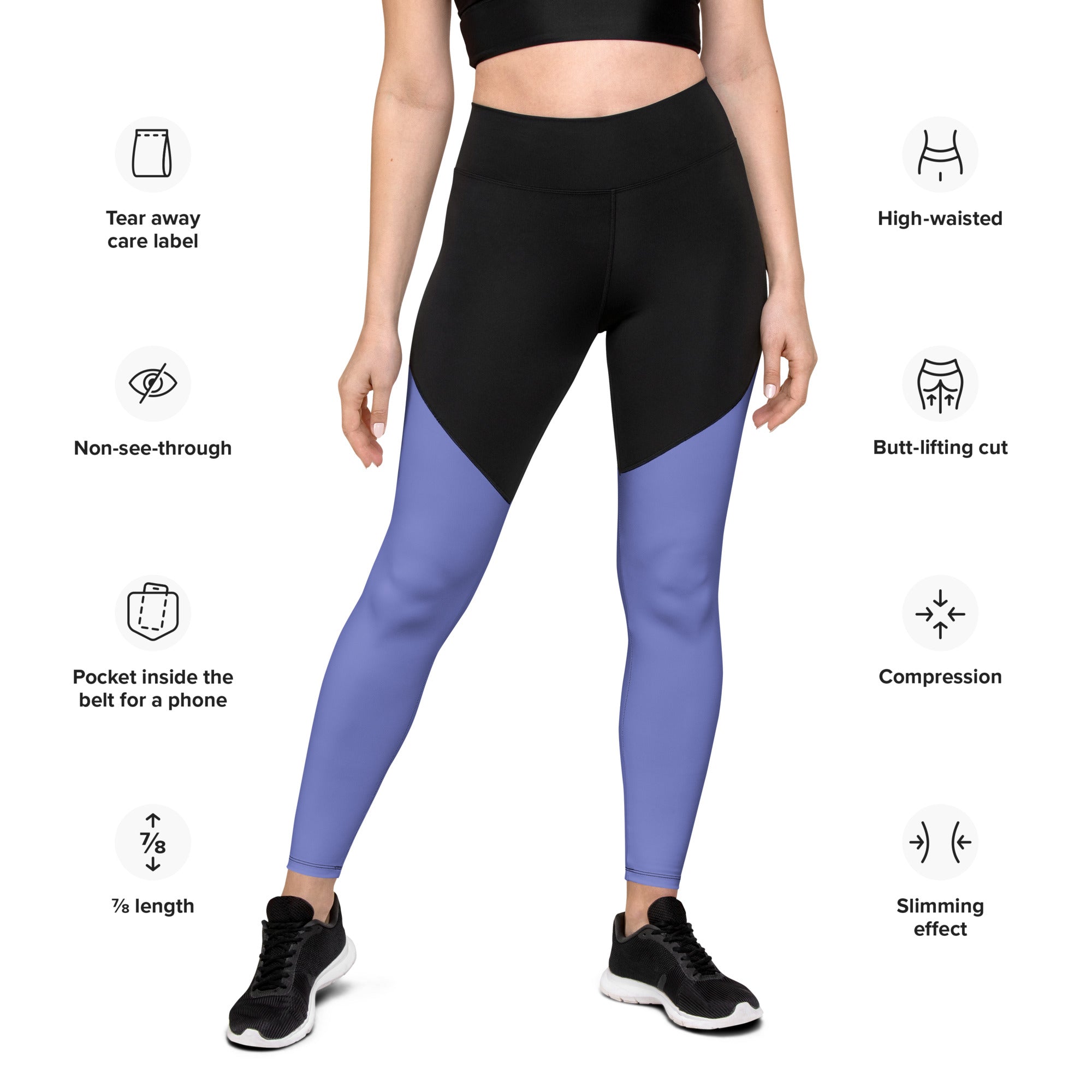 SHE REBEL - Sporty Compression Fit Legging in Deep Lavender with Pocket