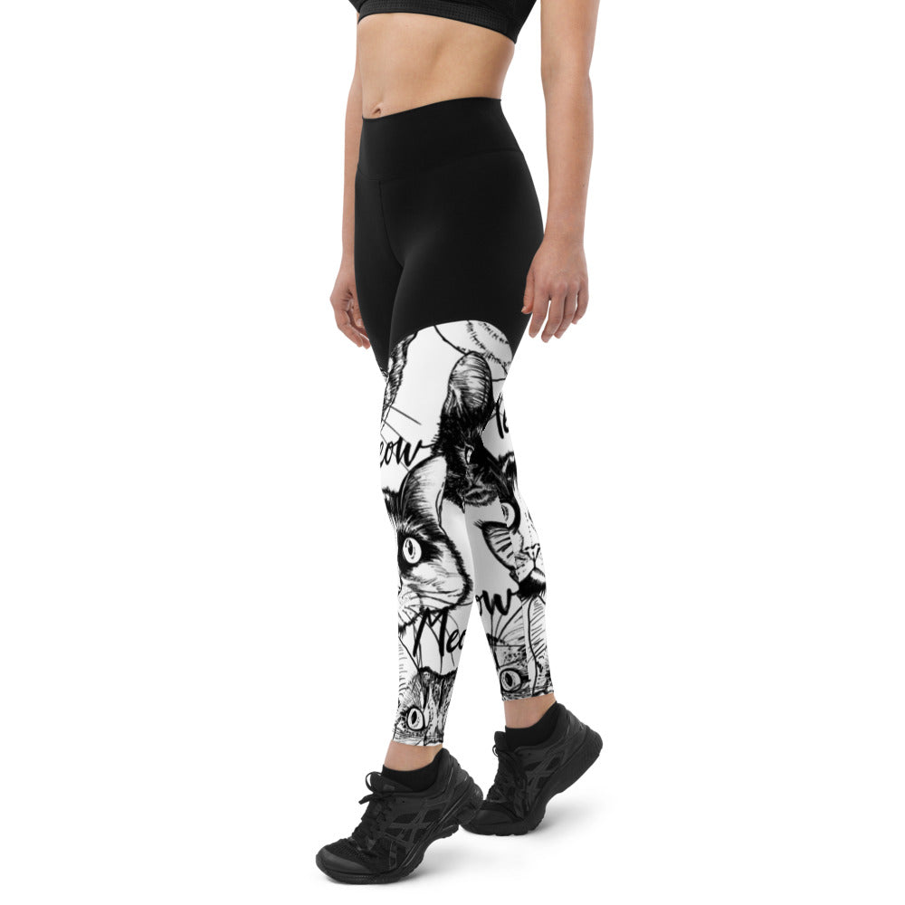 Meow Kitty Compression Leggings W/Pocket