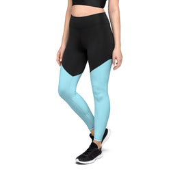 Sporty Compression Fit Leggings in Blizzard Blue with Pocket