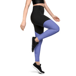 SHE REBEL - Sporty Compression Fit Legging in Deep Lavender with Pocket