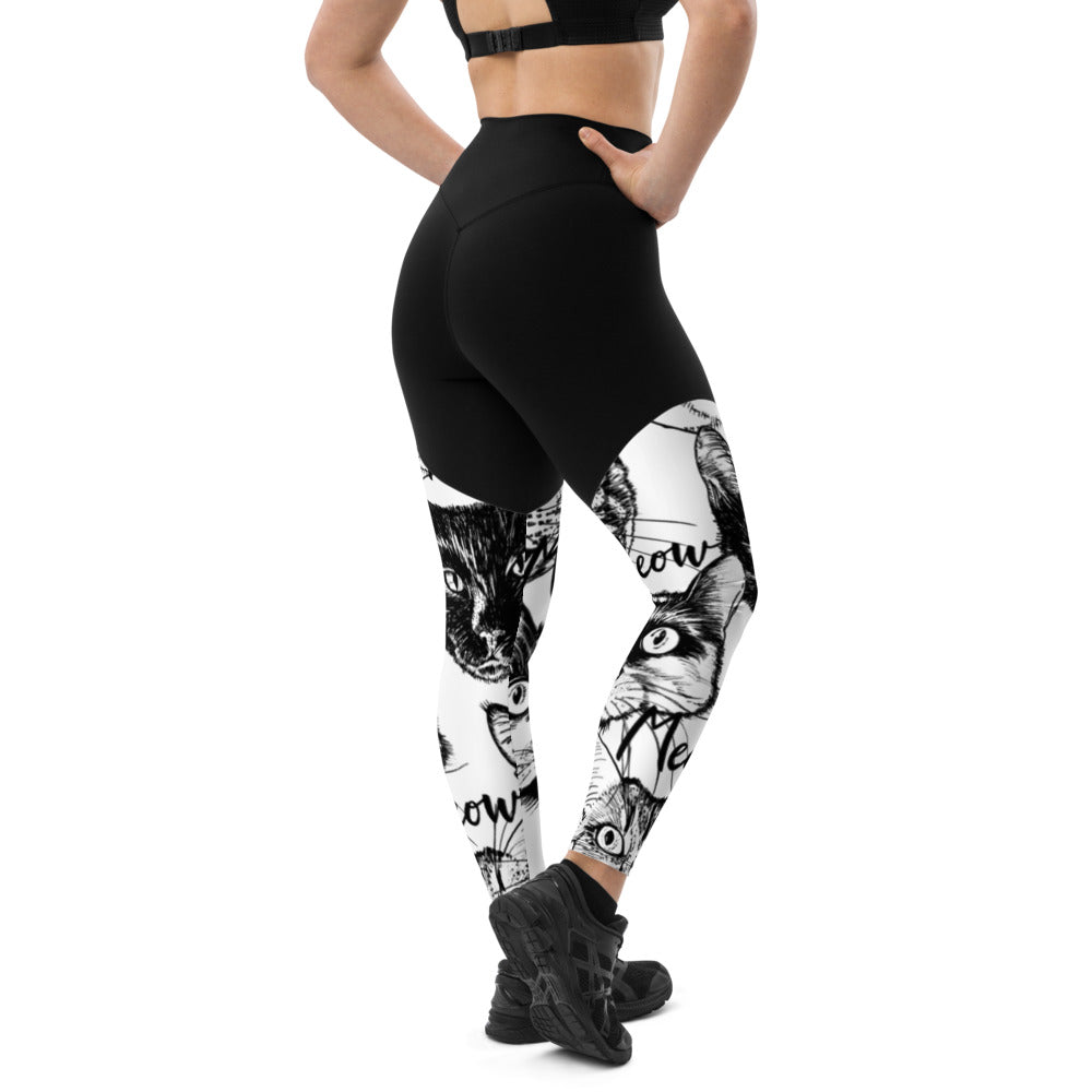 Meow Kitty Compression Leggings W/Pocket