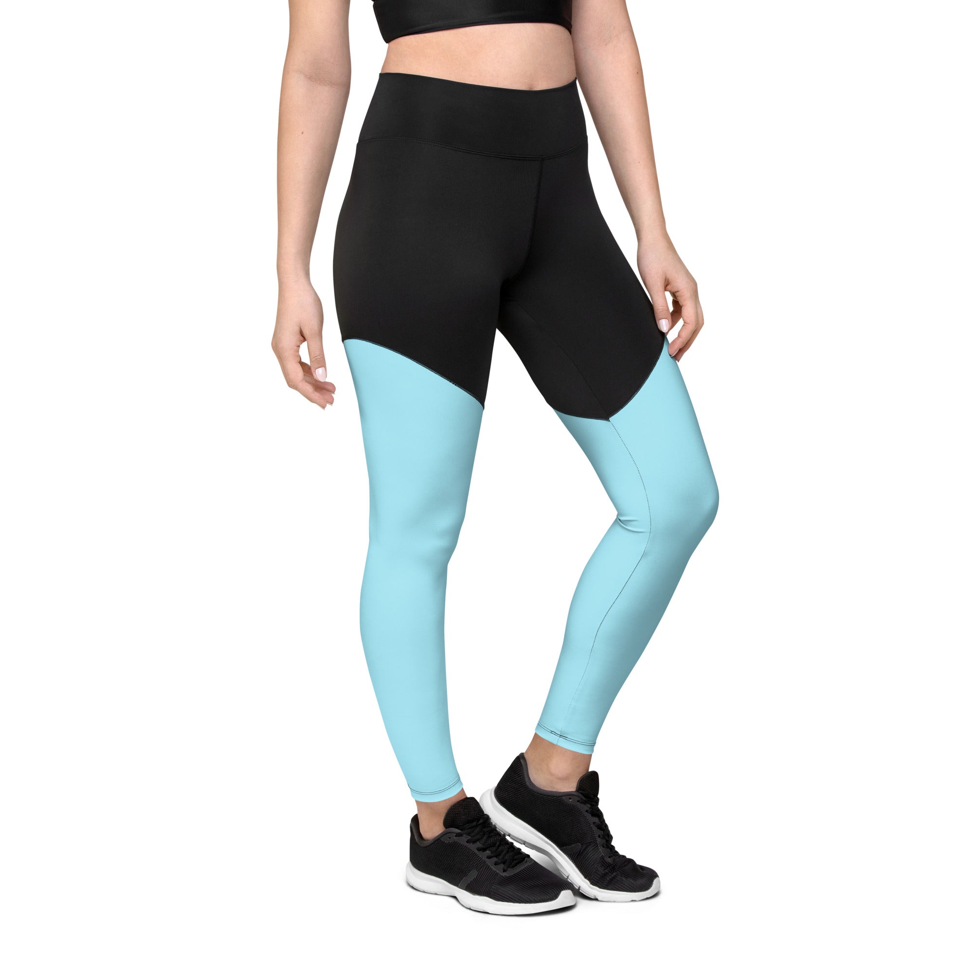 Sporty Compression Fit Leggings in Blizzard Blue with Pocket